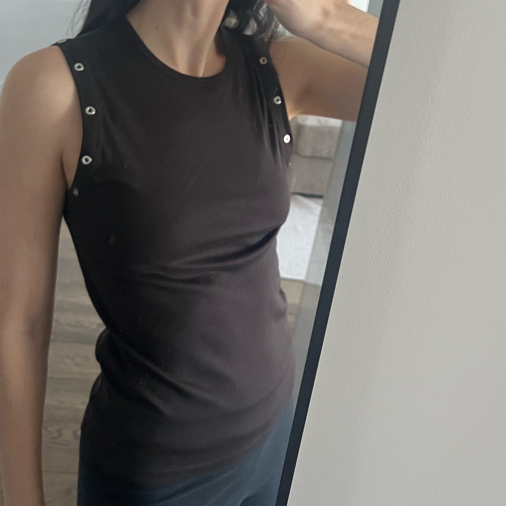 Massimo Dutti Chocolate Brown Tank Top with Silver Accents - Picture 2 of 6